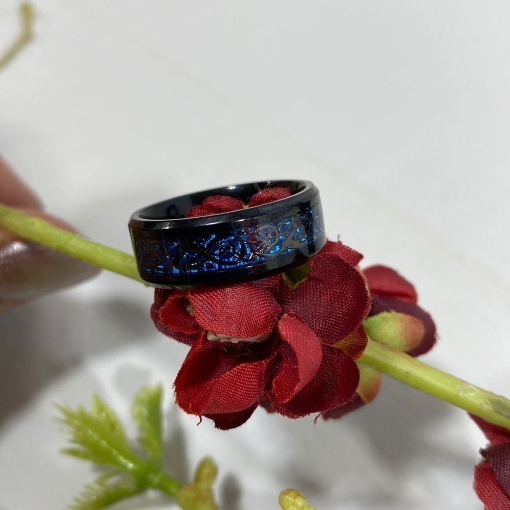 Black and blue custom style ring size 9​​​​​​​​​​​​​​​​